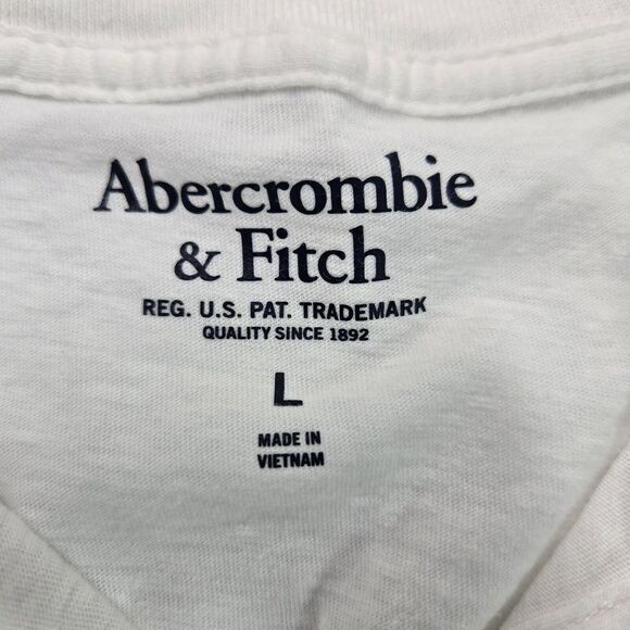 A&F Abercrombie & Fitch Size Large Mens Long‎ Sleeve White Crew Neck T-Shirt VTG - Picture 2 of 7
